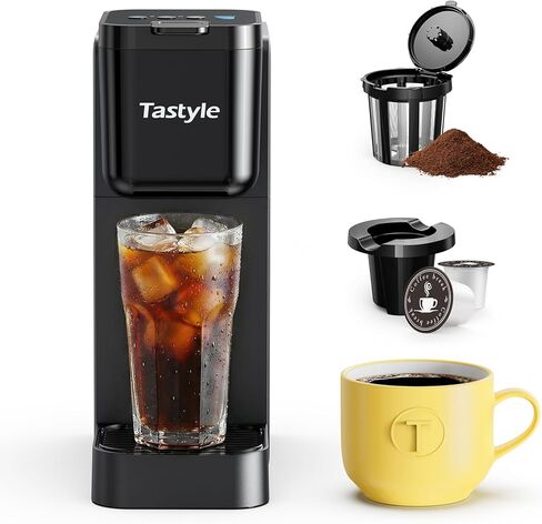 Tastyle Single Serve Coffee Maker for K Cup and Ground Coffee | Brew up to 16 Oz, Fits 7.3'' Travel Mug | Hot, Bold & Over Ice | Compact for Office, RV& Hotel, Classic Black (3.0 Version) in Kuwait