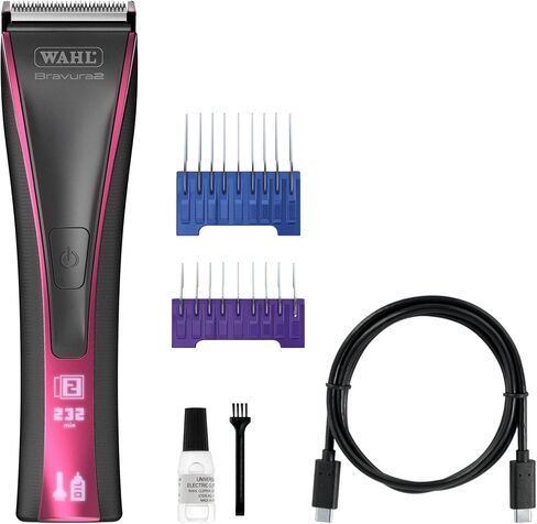 Wahl Pro Animal Bravura2 - Cordless Professional Pet Clipper for Dogs, Cats & Horses - Multi-Speed - Durable & Easy to Carry - USB Charging - Travel-Friendly - Comfortable Grip - Brilliant Rose in Kuwait