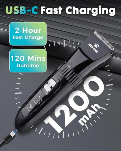 M&M STAR Dog Grooming Kit, Quiet Dog Clippers for Grooming Heavy Thick Coats, Cordless Pet Hair Trimmer & Shaver with Paw Trimmer, Low Noise Rechargeable Clippers for Small Large Dogs Cats in Kuwait