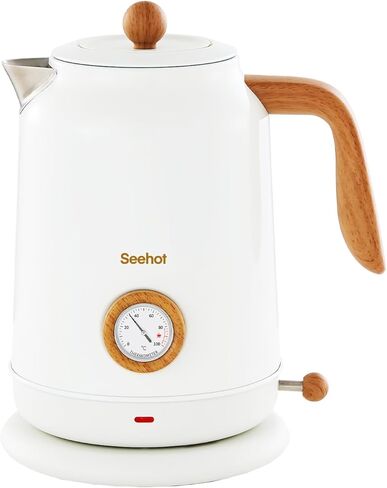 Seehot® 1.7L (57.oz) Electric Kettle with Thermometer, 1200W Large Electric Tea kettle with 304 Stainless Steel,Auto shut off,Hot water kettle Electric for Coffee&Tea-Black in Kuwait