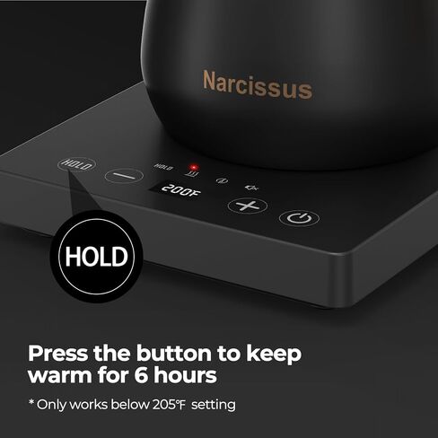 غلاية كهربائية Narcissus P901 Gooseneck مع وظيفة التحكم في درجة الحرارة ± 1℉، غليان سريع 1200 وات في 5 دقائق، بحد أقصى 6 ساعات للحفاظ على الدفء، 304 داخلي من الفولاذ المقاوم للصدأ، خالية من مادة BPA، أسود in Kuwait