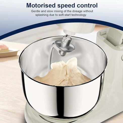 خلاط حامل كاميك، 4.2QT+5.3QT، خلاط طعام كهربائي بوعاءين، 10 سرعات مع إعداد رقمي، خلاط مطبخ 3 في 1 لخبز الكعك، سلطة خبز البسكويت مع مخفق البيض، خطاف العجين، مضرب مسطح (أبيض) in Saudi Arabia