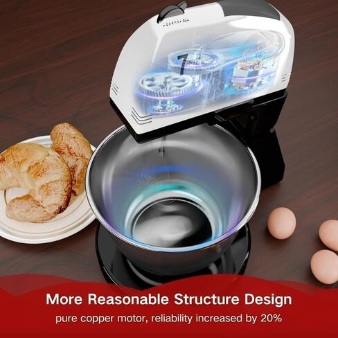Stand Mixers, 7 Speeds With 3QT Stainless Steel Bowl, Stand and Hand Mixer with Dough Hook, Whisk, Mixing Beater for Baking, Cake, Cookie, Kneading (VL2) in Kuwait