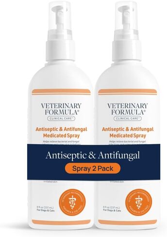 Veterinary Formula Clinical Care Antiseptic and Antifungal Spray for Dogs and Cats - Helps Alleviate Scaly, Greasy, or Red Skin and Supports Skin Prone to Odor Causing Buildup - Pack of 2, 8 oz Each in Kuwait