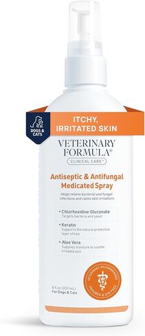 Veterinary Formula Clinical Care Antiseptic and Antifungal Spray for Dogs and Cats - Helps Alleviate Scaly, Greasy, or Red Skin and Supports Skin Prone to Odor Causing Buildup - Pack of 2, 8 oz Each in Kuwait