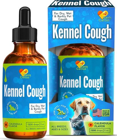 Dog Coughing Treatment Helps with Allergies, Breathing, Runny Nose, Sneezing – Herbal Kennel Cough Treatment for Dogs & Cats for Throat Care – Liquid Supplement and Breeds – 2-oz Bottle in Saudi Arabia