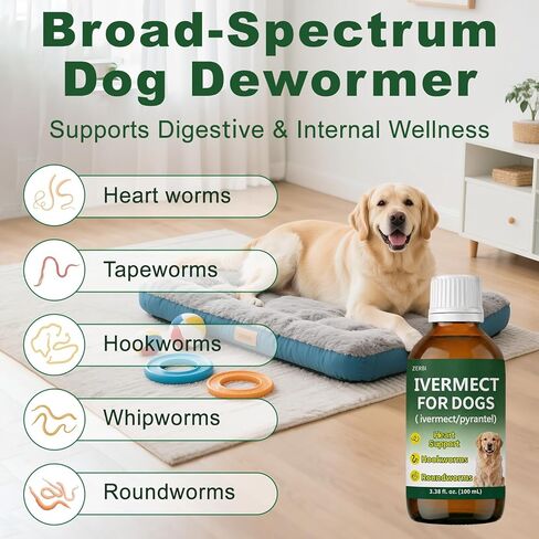 Ivermectin for Dogs, Digestive Health & Vitality Support, Safe for Puppies & Dogs, 3.38 oz in Kuwait