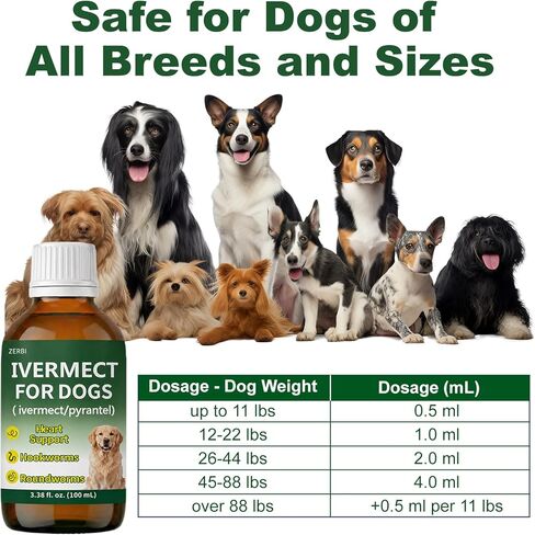 Ivermectin for Dogs, Digestive Health & Vitality Support, Safe for Puppies & Dogs, 3.38 oz in Kuwait
