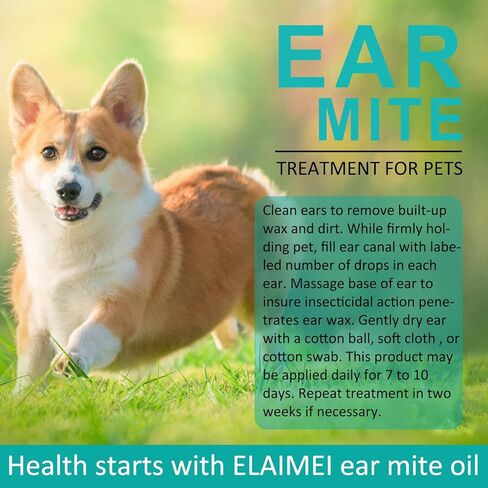 Ear Mite Treatment for Dogs and Cats,Ear Infection Treatment Drops,Relief for Dogs and Cats Suffering from Ear Mites, Pets Ear Cleaning Drops with Soothing Aloe for Dog & Cats (0.75 Fl Oz (Pack of 1)) in Saudi Arabia