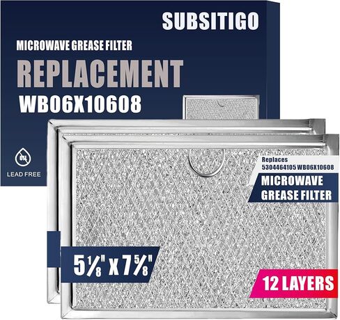 WB06X10608 Microwave Vent Filter for Frigidaire Microwave Filter Replacement 5304464105 for GE Frigidaire Gallery Microwave Range Hood Filter 5.12" x 7.64" 12 Layers Aluminum Mesh 2 Packs in Kuwait
