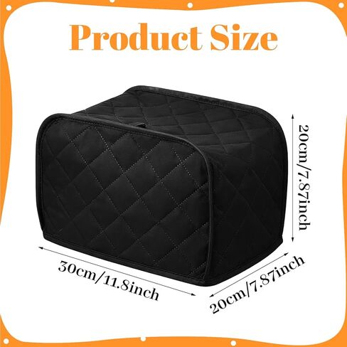 Toaster Cover 2 Slice, Universal Size Dust Toaster Covers 2 Slice Wide Slot Dust Cover for Small Kitchen Appliances, Universal Fits Most Toasters, Quilted Cotton & Linen, Black in Kuwait