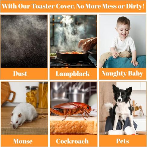 Toaster Cover 2 Slice, Universal Size Dust Toaster Covers 2 Slice Wide Slot Dust Cover for Small Kitchen Appliances, Universal Fits Most Toasters, Quilted Cotton & Linen, Black in Kuwait