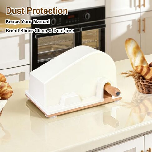 Bread Slicer Dust Cover, Universal Fit for Most Manual Bread Slicers, Sturdy Protective Cover, BPA-Free & Shatterproof, Keeps Clean & Safe (12 x 8.1 x 7 in), Cream in Kuwait