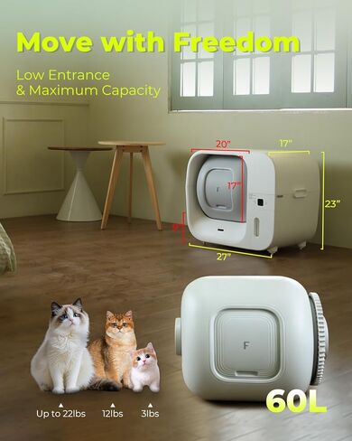 Furbulous True Odor-Free Automatic Cat Litter Box with Self-Pack and Refill System, APP Control, Self Cleaning and Packing Litter Box with Extra Large Space for 3.3-22 lbs Cats, Upgraded in Kuwait