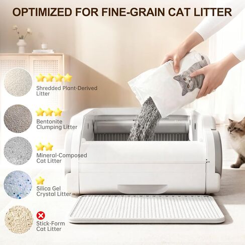 Open Top Automatic Litter Box Self Cleaning Cat Litter Box for Multiple Cats Electric Litter Box with Smart APP Control, White in Kuwait