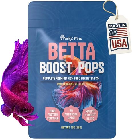 Betta Boost Pops | High-Protein Betta Fish Food Pellets Made in USA | Marine & Insect Protein | Floating & Slow-Sinking | Premium Freshwater Aquarium Fish Food 1oz in Kuwait