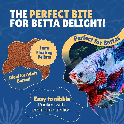 Betta Boost Pops | High-Protein Betta Fish Food Pellets Made in USA | Marine & Insect Protein | Floating & Slow-Sinking | Premium Freshwater Aquarium Fish Food 1oz in Kuwait