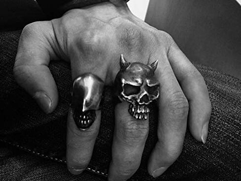No face Skull Ring Silver Skull jewelry Faceless fighter skull ring for men in Kuwait
