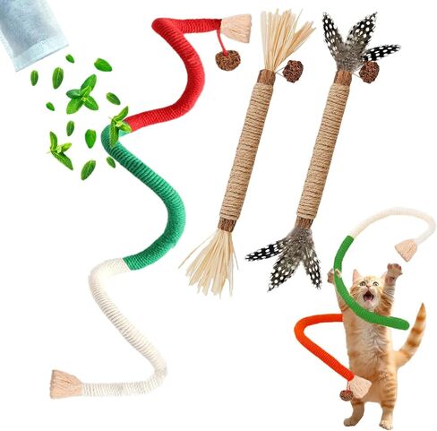 Cat Toys 12PCS Catnip Toy for Indoor Kitten Toys Cat Chew Stick for Dental Cleaning Teeth Cat Silvervine Matatabi Rope Treat Kitty Feather Snack for for Kick Molar Scratch Self Play in Kuwait