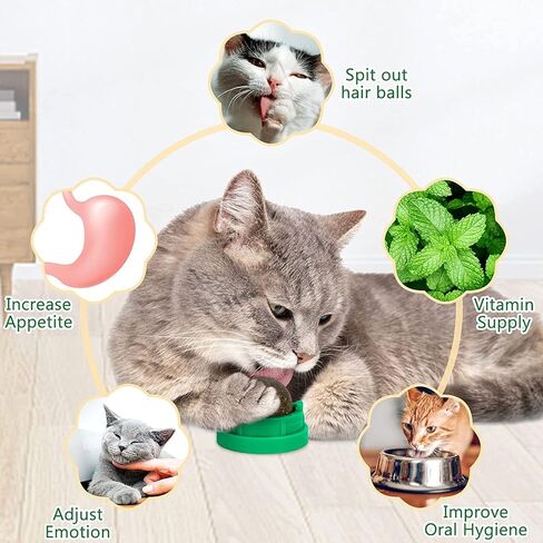 3 Pack Catnip Balls, Catnip Ball for Cats Wall, Edible Kitty Toys for Cats Lick, Safe Healthy Kitten Chew Toys, Teeth Cleaning Dental Cat Toys, Cat Wall Treats (Green) in Kuwait