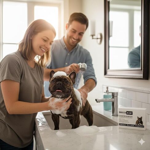 French Bulldog Shampoo & Conditioner Bar – Sensitive Skin & Fold Care, pH 6.5 Balanced with Dead Sea Minerals – Solid Dog Shampoo, 3.52 oz in Kuwait