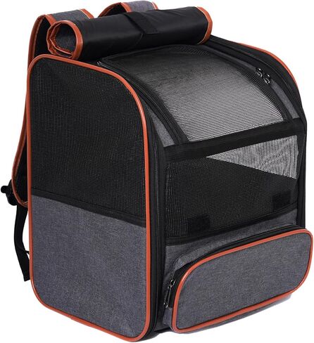 Pesen Cat Backpack Carrier, Breathable & Foldable Pet Carriers for Cats, Small Dogs and Rabbits Under 15 lbs, Airline Approved Dog & Cat Carrier Backpack for Hiking, Travel, Camping, Dark Gray in Kuwait