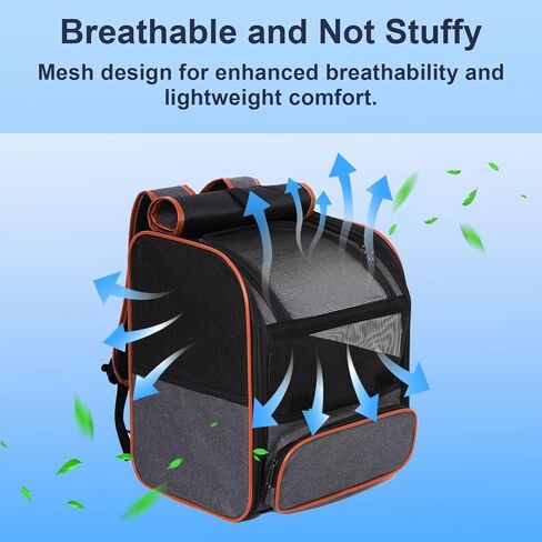 Pesen Cat Backpack Carrier, Breathable & Foldable Pet Carriers for Cats, Small Dogs and Rabbits Under 15 lbs, Airline Approved Dog & Cat Carrier Backpack for Hiking, Travel, Camping, Dark Gray in Saudi Arabia