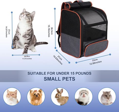 Pesen Cat Backpack Carrier, Breathable & Foldable Pet Carriers for Cats, Small Dogs and Rabbits Under 15 lbs, Airline Approved Dog & Cat Carrier Backpack for Hiking, Travel, Camping, Dark Gray in Saudi Arabia