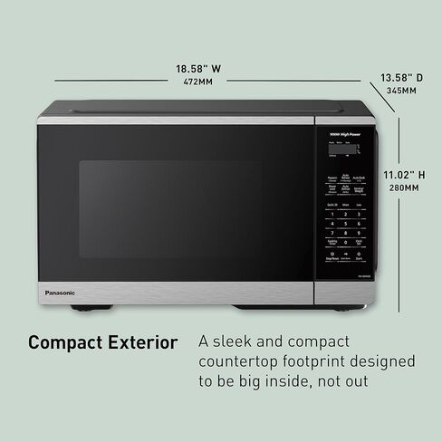 Panasonic Countertop Microwave Oven, 900W, 0.9 Cu. Ft., Sensor Cook and Reheat, 10 Power Levels, Auto Defrost, Keep Warm, Child Lock, Stainless Steel - NN-SB42QS in Kuwait