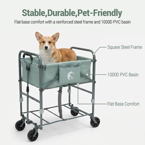 Elevated Dog Bath Tub for Small & Medium Dogs, 32.8"-40" 4-Level Adjustable Height Folding Pet Grooming Station with Wheels, Portable Dog Wash Station, 1000D PVC, Fits Dogs up to 33 lbs in Kuwait