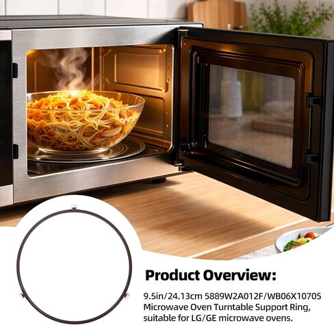 9.5in Microwave Oven Turntable Support Ring for LG/GE Models 5889W2A012F WB06X10705 MVH1670ST, Plastic Roller & Rotating Assembly Spinner Plate Holder Replacement Parts Compatible with Glass Tray in Kuwait