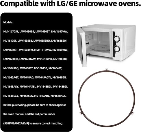 9.5in Microwave Oven Turntable Support Ring for LG/GE Models 5889W2A012F WB06X10705 MVH1670ST, Plastic Roller & Rotating Assembly Spinner Plate Holder Replacement Parts Compatible with Glass Tray in Kuwait