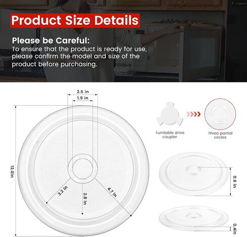 𝟮𝟬𝟮𝟲 𝙐𝙥𝙜𝙧𝙖𝙙𝙚𝙙 4393799 4393751 Microwave Glass Cooking Tray Fit for Whirl-pool & Ken-more & May-tag Replaces for 8206226 30QBP4185 AP3130793 PS373741 12" Turntable Plate by Beaquicy in Kuwait