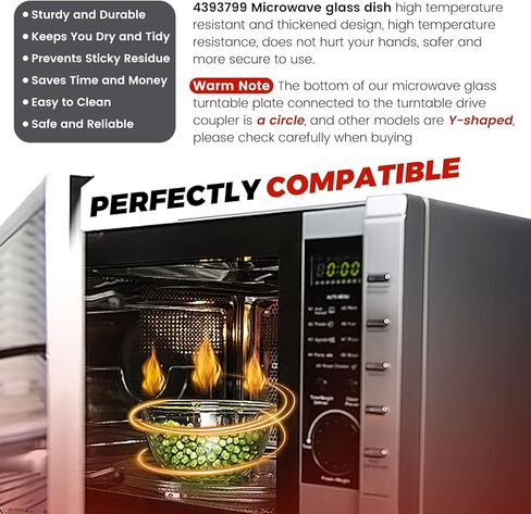 𝟮𝟬𝟮𝟲 𝙐𝙥𝙜𝙧𝙖𝙙𝙚𝙙 4393799 4393751 Microwave Glass Cooking Tray Fit for Whirl-pool & Ken-more & May-tag Replaces for 8206226 30QBP4185 AP3130793 PS373741 12" Turntable Plate by Beaquicy in Kuwait