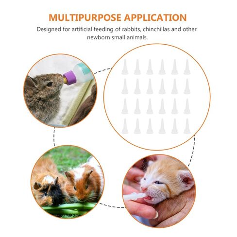 POPETPOP 40Pcs Kitten Nipples for Feeding : Silicone Pet Feeding Bottle Nipple Nursing Pacifiers for Kitten Puppy Rabbit, 1.38X0.51X0.51in (White) in Kuwait