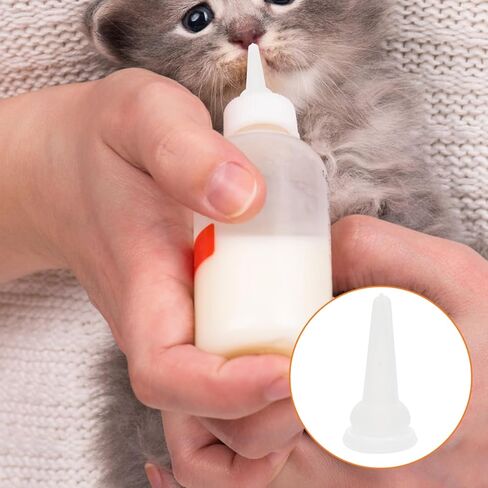 POPETPOP 40Pcs Kitten Nipples for Feeding : Silicone Pet Feeding Bottle Nipple Nursing Pacifiers for Kitten Puppy Rabbit, 1.38X0.51X0.51in (White) in Kuwait