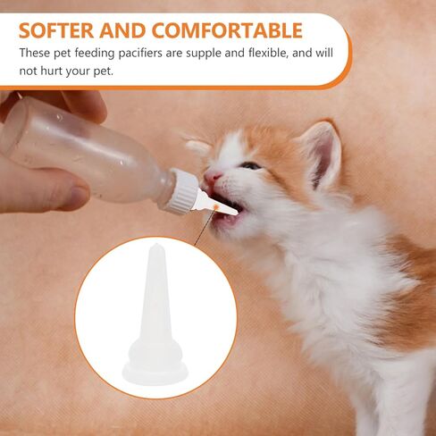 POPETPOP 40Pcs Kitten Nipples for Feeding : Silicone Pet Feeding Bottle Nipple Nursing Pacifiers for Kitten Puppy Rabbit, 1.38X0.51X0.51in (White) in Kuwait
