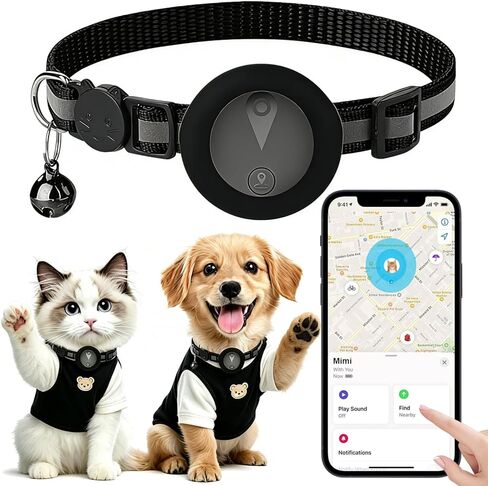 طوق تعقب الحيوانات الأليفة بنظام تحديد المواقع العالمي (GPS) للقطط، جهاز تعقب صغير للكلاب بنظام تحديد المواقع العالمي (GPS)، موقع بدون رسوم شهرية، جهاز تعقب نشاط الحيوانات الأليفة الذكي، يعمل مع Apple iOS Find My، IP67 مقاوم للماء لتتبع عالمي in Kuwait
