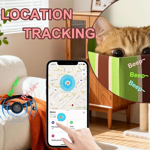 طوق تعقب الحيوانات الأليفة بنظام تحديد المواقع العالمي (GPS) للقطط، جهاز تعقب صغير للكلاب بنظام تحديد المواقع العالمي (GPS)، موقع بدون رسوم شهرية، جهاز تعقب نشاط الحيوانات الأليفة الذكي، يعمل مع Apple iOS Find My، IP67 مقاوم للماء لتتبع عالمي in Kuwait