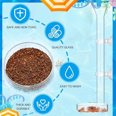 CHENGU 3 قطع أنبوب تغذية الروبيان ومجموعة أطباق، 10 بوصة أنبوب تغذية الروبيان الزجاجي و2 وعاء طبق حوض السمك لوازم تغذية خزان الأسماك لحوض السمك in Kuwait
