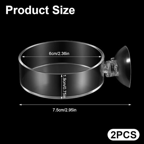 2PCS Shrimp Feeding Dish, Shrimp Feeder Dish with Suction Cups, Clear Fish Tank Feeder Bowl, Acrylic Fish Tank Feeding Bowl for Freshwater and Saltwater Tanks (60mm) in Kuwait