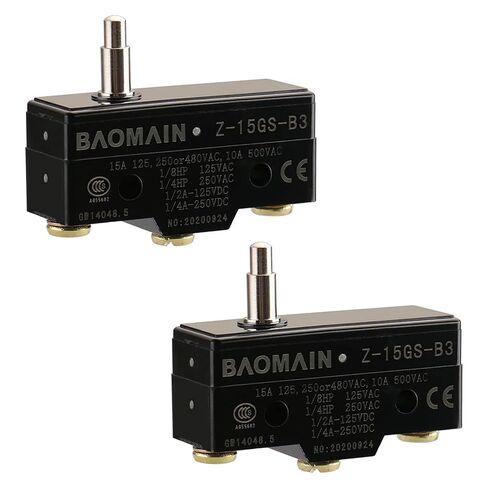 Baomain 2 قطعة Z-15GS-B3 مفتاح أساسي للأغراض العامة، مكبس زنبركي نحيف، طرف لولبي، فجوة اتصال 0.5 مم، تيار مقدر 15 أمبير in Saudi Arabia