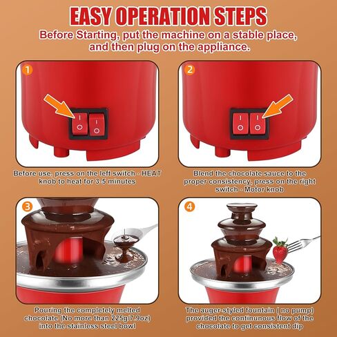 7.9oz Mini Chocolate Fondue Fountain, Mini Chocolate Melting Pot, MIni Warmer Machine with 6PCS Fondue Fork and Removal Fruits/Nuts/Treats Serving Tray for Milk Chocolate, Cheese, Butter, Candy in Kuwait