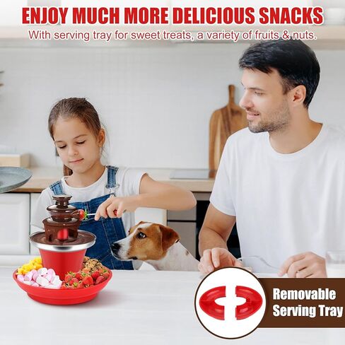 7.9oz Mini Chocolate Fondue Fountain, Mini Chocolate Melting Pot, MIni Warmer Machine with 6PCS Fondue Fork and Removal Fruits/Nuts/Treats Serving Tray for Milk Chocolate, Cheese, Butter, Candy in Kuwait