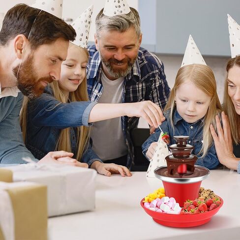 7.9oz Mini Chocolate Fondue Fountain, Mini Chocolate Melting Pot, MIni Warmer Machine with 6PCS Fondue Fork and Removal Fruits/Nuts/Treats Serving Tray for Milk Chocolate, Cheese, Butter, Candy in Kuwait