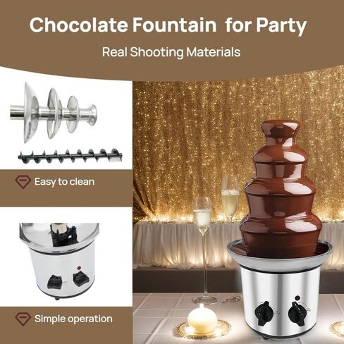 4 Tier Chocolate Fountain for Party, Stainless Steel Electric Chocolate Fondue Fountain Machine for Party in Kuwait