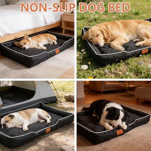 FUMMI Chew Proof Indestructible Dog Bed-Heavy-Duty Quilted Kennel Mat with Waterproof Core, Machine Washable Durable Dog Bed for Aggressive Chewers, Medium Dogs, Black in Kuwait
