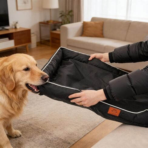FUMMI Chew Proof Indestructible Dog Bed-Heavy-Duty Quilted Kennel Mat with Waterproof Core, Machine Washable Durable Dog Bed for Aggressive Chewers, Medium Dogs, Black in Kuwait
