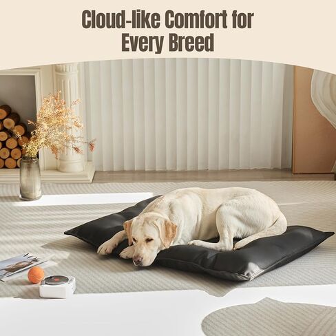 Chew Proof Dog Bed Crate Pad for Aggressive Chewers - Indestructible Heavy Duty Kennel Mat with Waterproof Lining - Reinforced Stitching, Washable Black (Small (18"x29")) in Kuwait