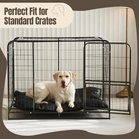 Chew Proof Dog Bed Crate Pad for Aggressive Chewers - Indestructible Heavy Duty Kennel Mat with Waterproof Lining - Reinforced Stitching, Washable Black (X-Large (28"x47")) in Kuwait